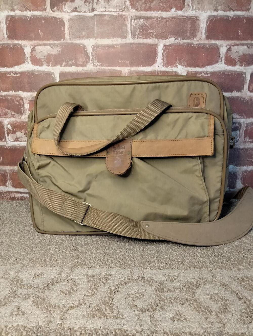 Vintage Hartmann Tan Ballistic Nylon Leather Messenger Bag Briefcase